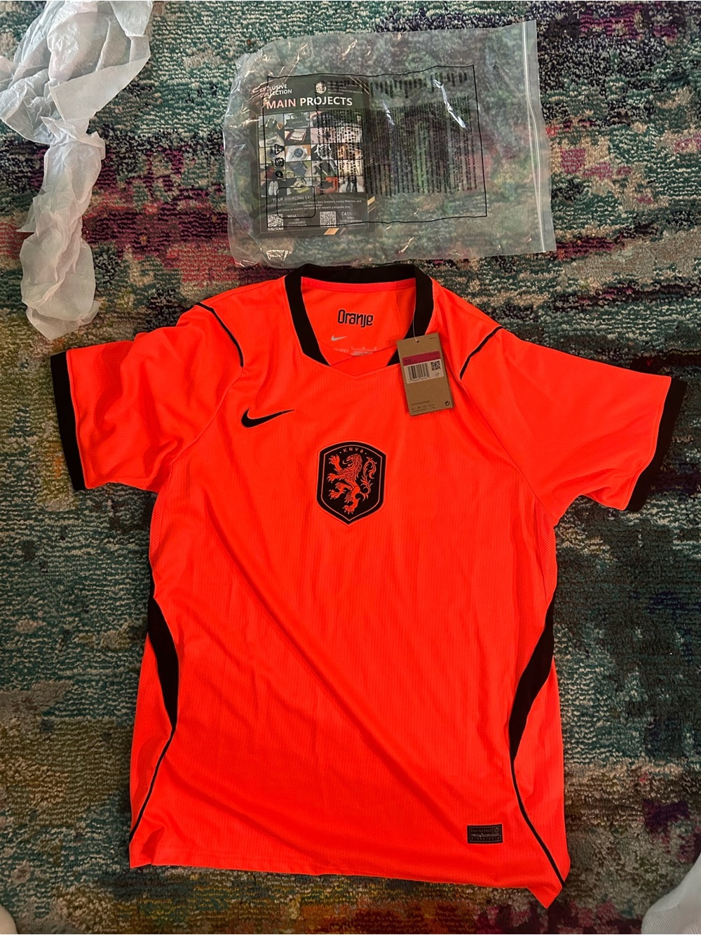 Nike Netherlands KNVB Men's Soccer Jersey Size L Orange/Black